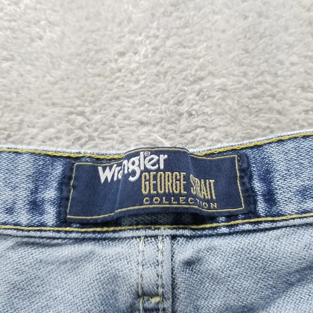 Wrangler Jeans Mens‎ 38x30 Blue George Strait Straight Light Wash Distressed